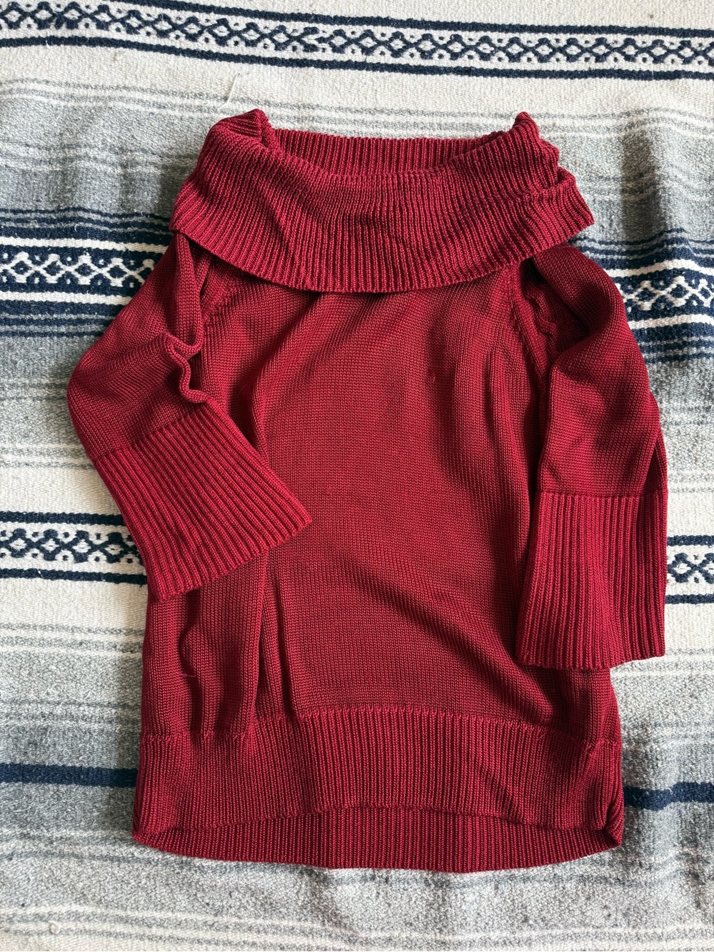 Chico's Off-the-Shoulder Wine Red Knit Sweater Size 2